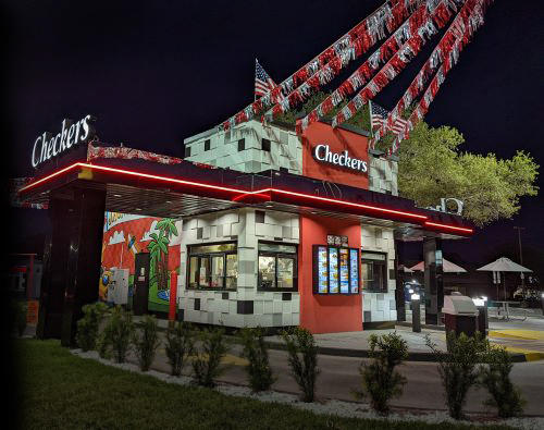 Checkers restaurant at night